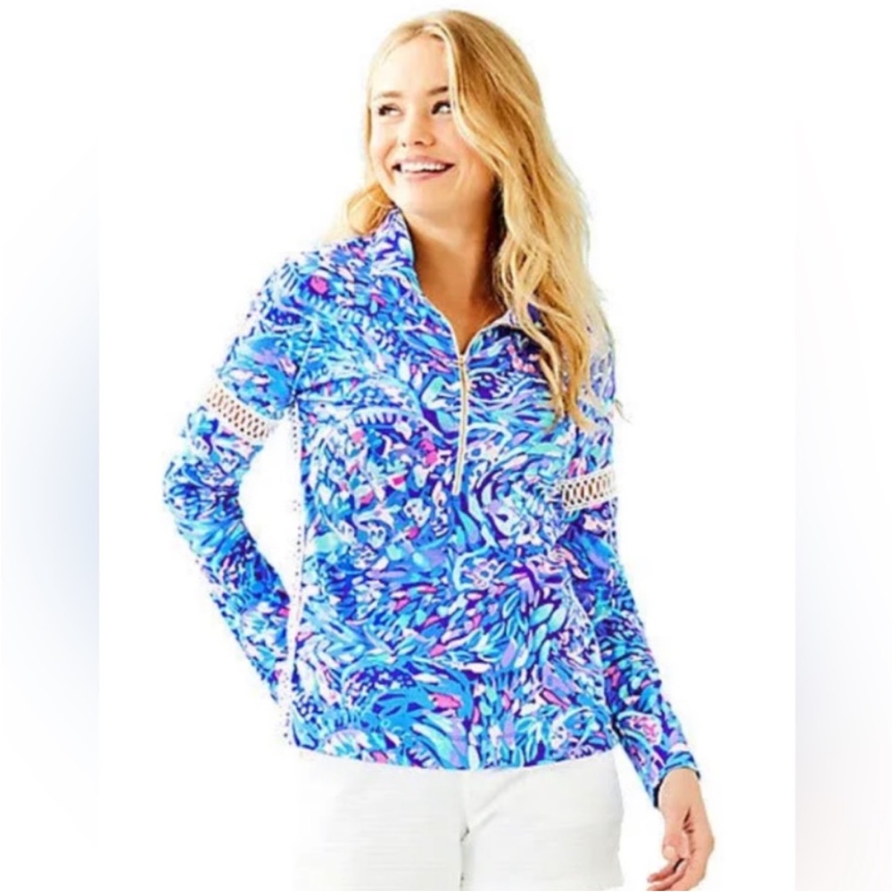 Lilly Pulitzer Jonah Popover in Royal Purple Party Wave, size XS